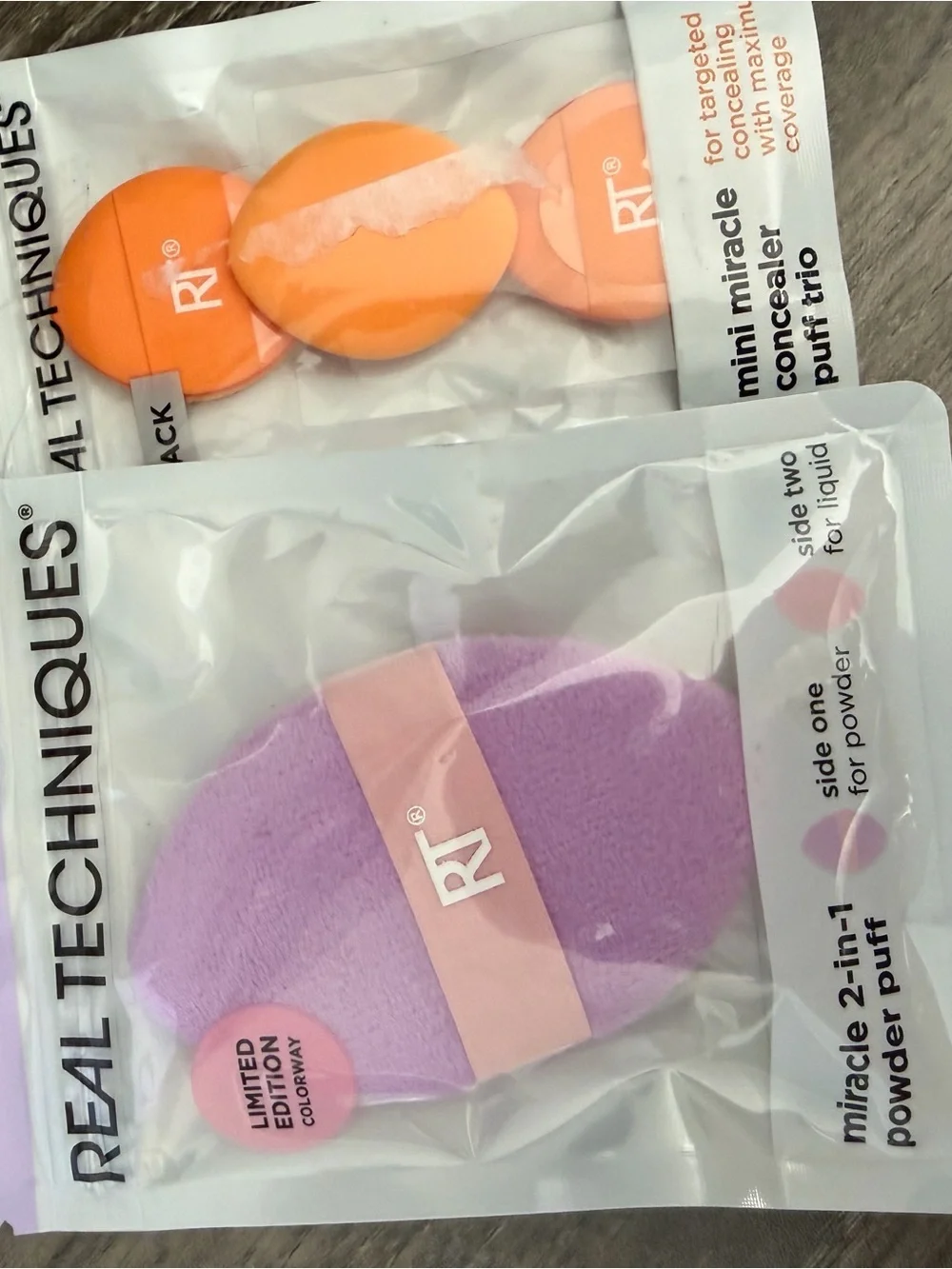 Real Techniques Purple and Orange Makeup Puffs Duo Pack